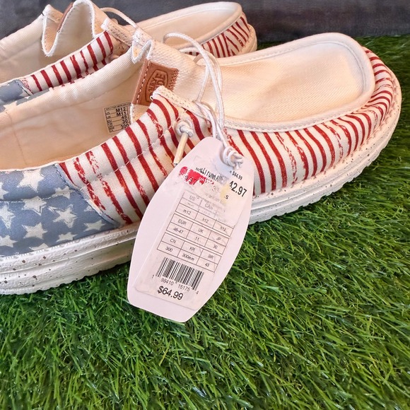 Hey Dude Wally American Flag Stars Stripes Shoes Loafer USA Men\'s Size 12 NWT main image 4